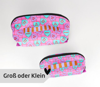 DIY-Nähset - Kosmetiktasche - Binz - Conversation Heart - Rosa - Mint/Flieder - Cherry Picking - GRÖSSENAUSWAHL - abby and amy