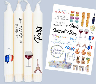 DIN A4 - Tattoofolie - Paris - für Kerzen / Keramik