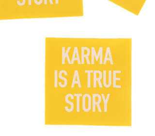 1 Super BIG Label - KARMA IS A TRUE STORY - Anlukaa - Gelb