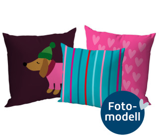 FOTOMODELL - Kissen-Set fertig genäht - Wiener Dogs - Pink - Hamburger Liebe - Velvet