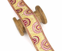1 Meter Zierband - Borte - Paillettenstickerei - 40mm - Bordeaux