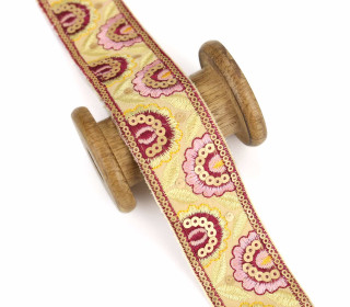 1 Meter Zierband - Borte - Paillettenstickerei - 40mm - Bordeaux