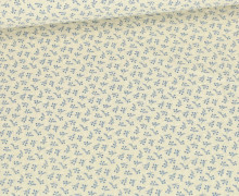 Seersucker - Baumwolle - Vintage - Mini-Blümchen - Ecru/Hellblau