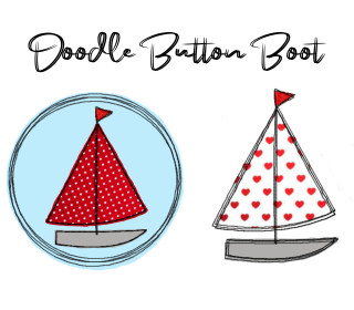 Stickdatei Doodle Button Boot - Rahmen ab 10 cm x 10 cm, embroidery, stick file, button, doodle, application, Segelboot, sailboat