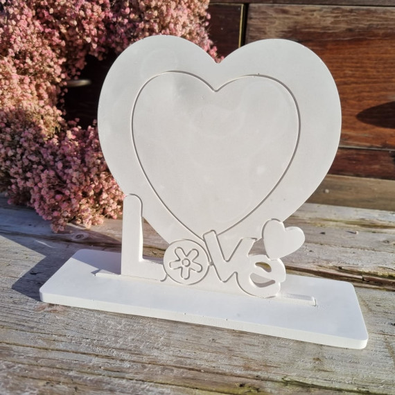 Silikon - Gießform - Herz - Schriftzug LOVE - mit Standfuß - vielfältig nutzbar
