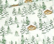Baumwolle - Webware - Weihnachten - Winterwald - Blassgrün/Grün
