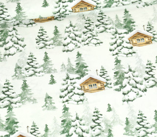 Baumwolle - Webware - Weihnachten - Winterwald - Blassgrün/Grün