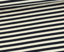Sommersweat - Leicht Angeraut - Yarn Dyed Stripes - 10mm - Warmweiß/Stahlblau