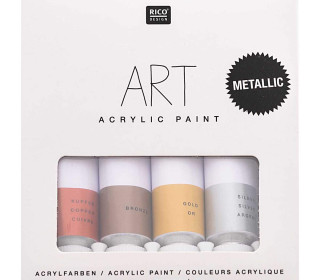 Acrylfarben-Set Celebration Metallic Farben - 4 Tuben - Künstlerqualität - 4 x 12ml - Rico Design