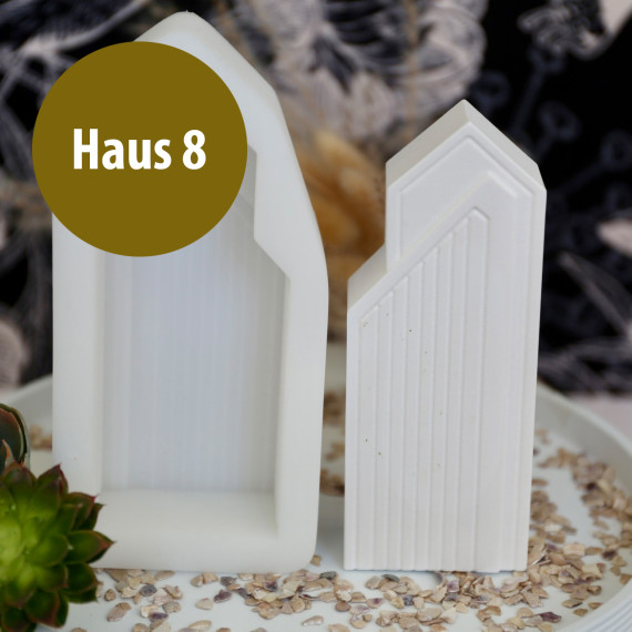 Silikon - Gießform - Häuser - Streifendesign - Dekohäuser - schmal - Haus 8 - vielfältig nutzbar