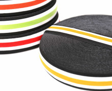 1 Meter Gummiband - 30mm - Five Stripes - Schwarz/Senfgelb