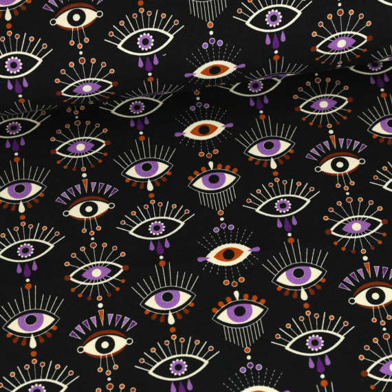 Bio-Sommersweat - French Terry - of Resistance - Magical Shimmer - Schwarz/Lila - Hamburger Liebe