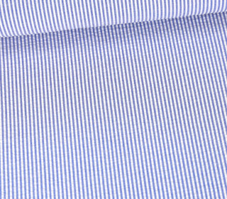 Seersucker - Streifen - Weiß/Royalblau