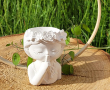 Silikon - Gießform - Blumenmädchen - Teelichthalter - kleines Pflanztöpfchen - Mädchen 1 - vielfältig nutzbar