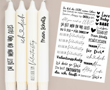 DIN A4 - Tattoofolie - Sprüche zum Verschenken - Valentinstag - für Kerzen / Keramik