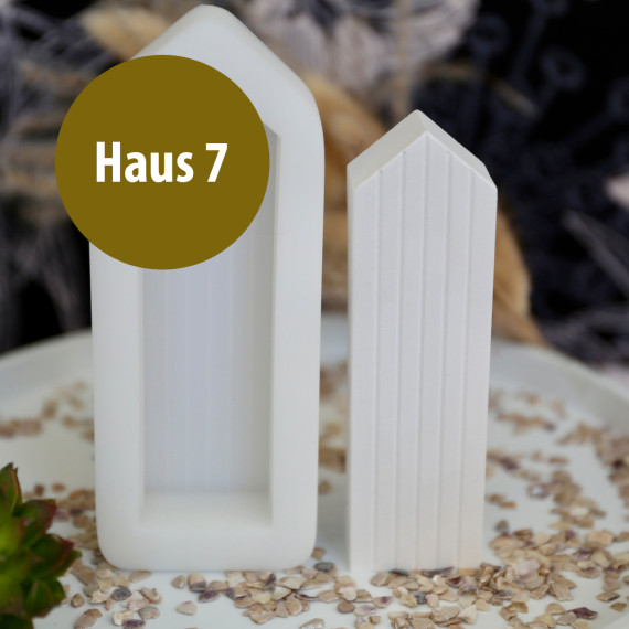 Silikon - Gießform - Häuser - Streifendesign - Dekohäuser - schmal - Haus 7 - vielfältig nutzbar