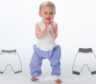 Baby Kinder Hose Mitwachshose Pumphose Kuschelhose für Junge + Mädchen Schnittmuster ebook pdf Hose mit Bündchen. BREK von Patternforkids Gr. 56 - 98