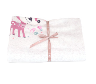 1,1m Zuschnitt -  Sommersweat - Vintage BlumenKitz - Paneel - Offwhite Meliert - Bio Qualität - NIKIKO