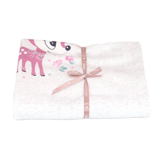 1,1m Zuschnitt -  Sommersweat - Vintage BlumenKitz - Paneel - Offwhite Meliert - Bio Qualität - NIKIKO