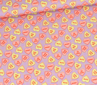 Outdoorstoff - Conversation Hearts - Lavendel - Cherry Picking - abby and amy