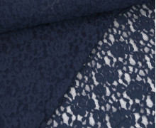Spitze - Spitzenstoff - Blütenmuster - Elastisch - Stahlblau