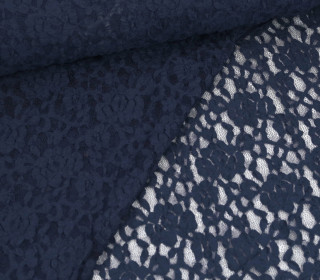 Spitze - Spitzenstoff - Blütenmuster - Elastisch - Stahlblau
