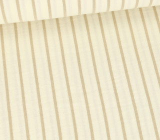Musselin - Muslin - Double Gauze - Yarn Dyed Stripes - Schnuffeltuch - Windeltuch - Warmweiß/Beige
