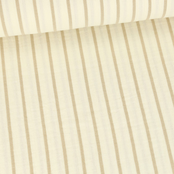 Musselin - Muslin - Double Gauze - Yarn Dyed Stripes - Schnuffeltuch - Windeltuch - Warmweiß/Beige