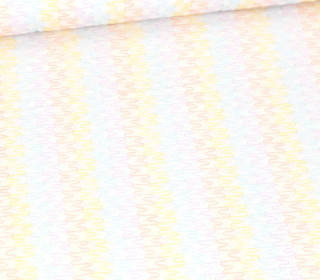 Baumwolle - Webware - Bestickt - Wellenmuster - Pastellgelb/Pastellblau/Flieder Pastell/Apricot Pastell