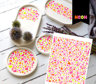 Neon Rub-On Sticker - Terrazzo - Mix - studio.mARTinchen - Tante Henni Rubon - vielfältig nutzbar