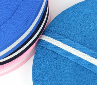 1m Gurtband - Breiter Weißer Streifen - 40mm - Türkisblau