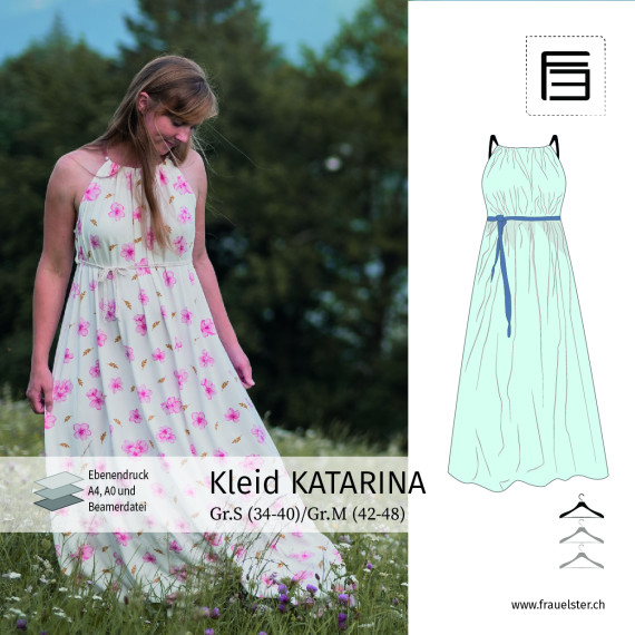 Schnittmuster Kleid KATARINA Gr. S (34-40) und Gr. M (42-48) / Schnittbogen in A0-, A4- und Beamerformat