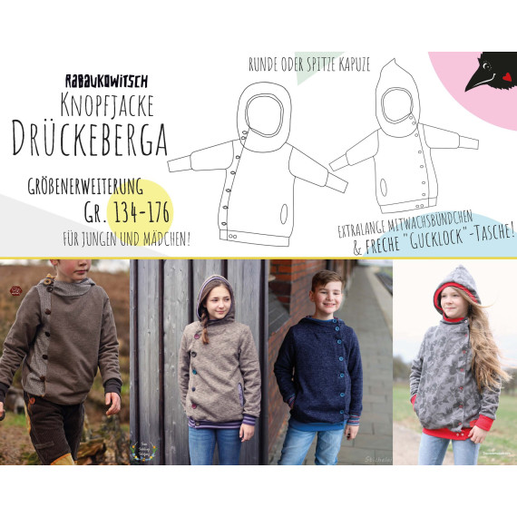 Ebook Knopfjacke Drückeberga Gr. 134-176 Größenerweiterung