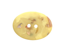 1 Perlmutt/Polyesterknopf - 20mm -  2-Loch - Oval - Gelb