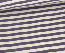 Jersey - Breite Rippen - Flach Gerippt - Yarn Dyed Stripes - Warmweiß/Lila