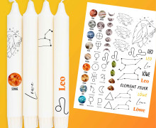 DIN A4 - Tattoofolie - Sternzeichen - Löwe - für Kerzen / Keramik