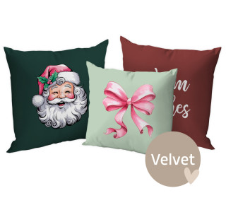 Kissenstoff - DIY - Kissen-Set - Ho Ho Ho - Warm Wishes - Dunkelgrün/Dunkelrot - Velvet - abby and amy