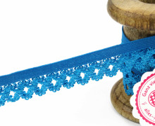 1 Meter Gummi mit Zierabschluss - Blumen - Zierborte - Ziergummi - 20mm - Himmelblau