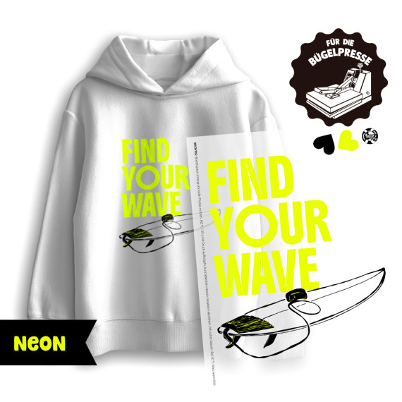 Onkel Bo's Neon Bügelbilder - DIN A4 - Find Your Wave - BIG