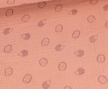 Musselin - Muslin - Double Gauze - Bedruckt - Kleine Igel - Lachsorange