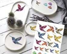 Rub-On Sticker - Hummingbirds and Clouds - Nature Rafa Design - Tante Henni Rub-Ons - vielfältig nutzbar
