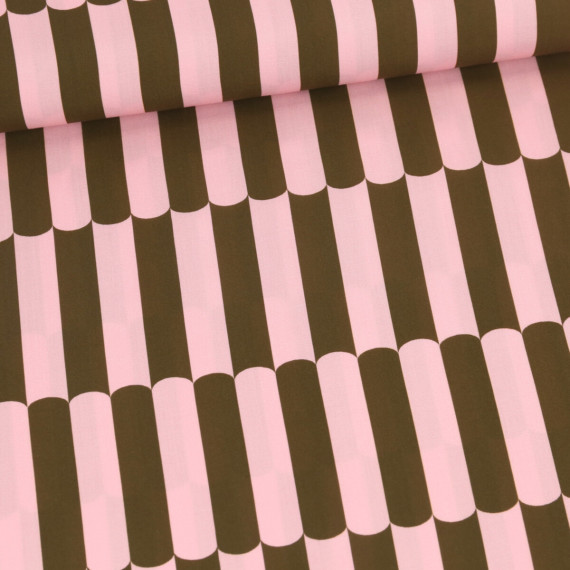 Lenzing Ecovero - Blusenstoff - Short Stripes - Olivgrün Dunkel/Blassrosa