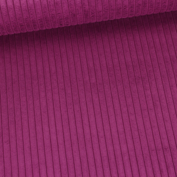 Samt - Chenillegewebe - Dekostoff - Breite Rippen - Polsterstoff - Uni - Violett