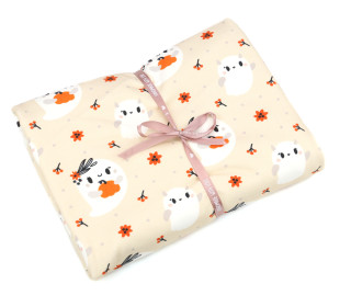 1,25m Zuschnitt - Sommersweat - Halloween Day - Ghosts - Beige - Bio Qualität