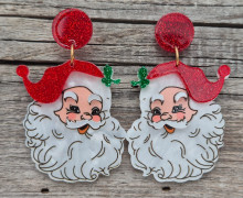 1 Paar Glitzer Ohrringe - Retro Santa - Rot - Weihnachtsmann - leichte Acryl Ohrringe - super leicht - Statement Ohrringe - Namensklang