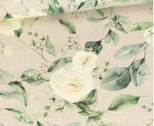 Canvas - Feste Baumwolle - Weiße Rosen - Natur