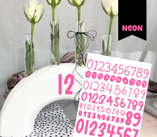 Neon Rub-On Sticker - Zahlen - Pink - Tante Henni Rubon - vielfältig nutzbar