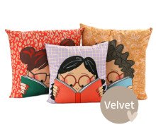 Kissenstoff - DIY - Kissen-Set - Best Book Ever - Rot/Lila - Velvet - Cherry Picking - abby and amy