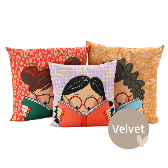 Kissenstoff - DIY - Kissen-Set - Best Book Ever - Rot/Lila - Velvet - Cherry Picking - abby and amy