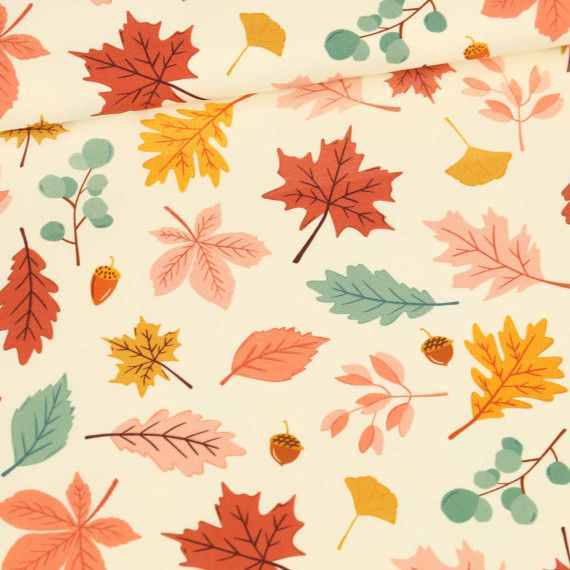 Sommersweat - Herrlicher Herbst - Blätter - Ecru - Bio Qualität - abby and me